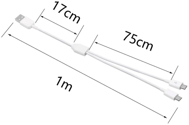 Alt view image 4 of 7 - AJMRTC 3FT USB 2.0 Type A Male to Dual Micro USB Male Y Splitter Cable, 2 Micro USB Male Connector Adapter Cord for Simultaneous Charging, Power Supply for Android Phones, Dash Cam, Power Bank, Camera