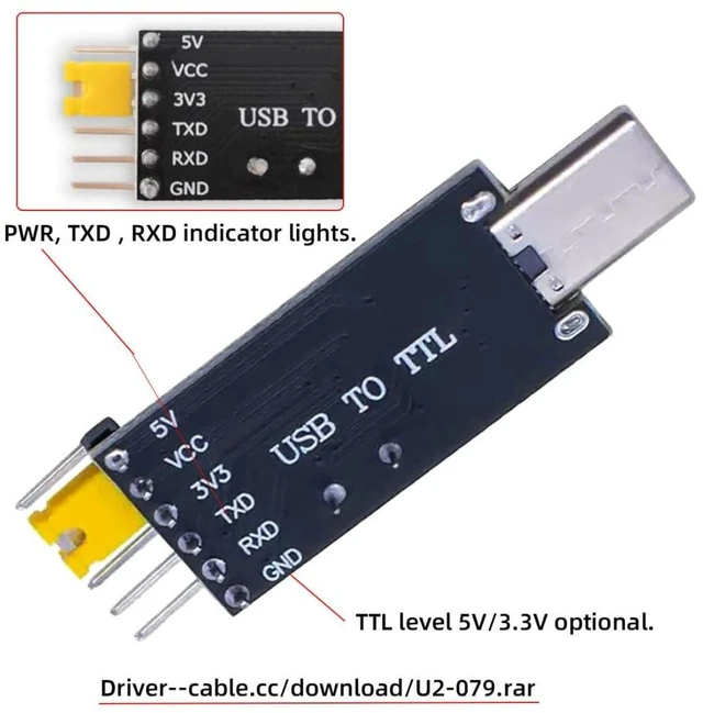 Alt view image 7 of 7 - AJMRTC USB Type-C to TTL Serial Programmer Adapter, 5V / 3.3V Switchable Logic Level UART Converter Module, with PWR TXD RXD LED Indicator, for STM32, ESP32, Arduino, MCU Debug and Firmware Upload