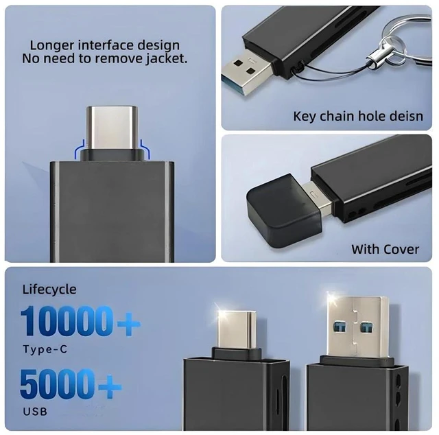 Alt view image 6 of 7 - AJMRTC 2 in 1 USB 3.0 & USB C SD Card Reader, Dual Interface Memory Card Adapter, Supports Micro SD, SD, SDHC, SDXC, MMC Card, Plug and Play for Laptop, Phone, Camera, Drone, Tablet File Transfer