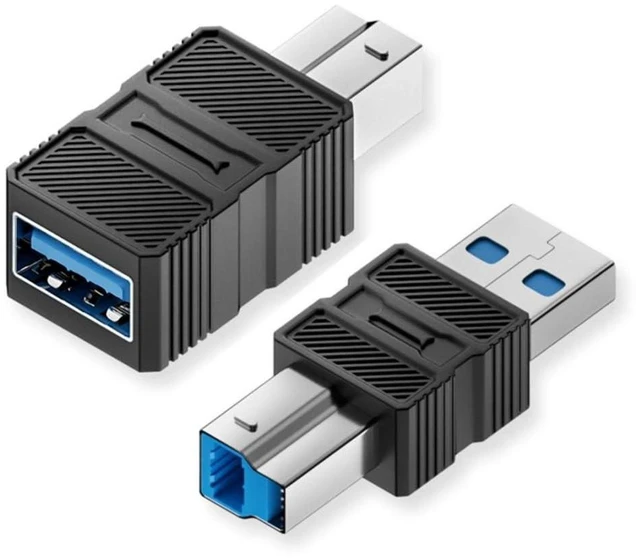 Main image of AJMRTC 2 Pack USB 3.0 Type A Male & Female to USB 3.0 Type B Male Adapter, USB3.0 Converter Connector, Plug and Play for Printer, External Hard Drive, Scanner, Industrial Camera, Digital Storage Devic