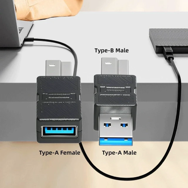 Alt view image 5 of 7 - AJMRTC 2 Pack USB 3.0 Type A Male & Female to USB 3.0 Type B Male Adapter, USB3.0 Converter Connector, Plug and Play for Printer, External Hard Drive, Scanner, Industrial Camera, Digital Storage Devic