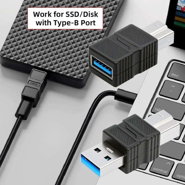 Alt view image 6 of 7 - AJMRTC 2 Pack USB 3.0 Type A Male & Female to USB 3.0 Type B Male Adapter, USB3.0 Converter Connector, Plug and Play for Printer, External Hard Drive, Scanner, Industrial Camera, Digital Storage Devic