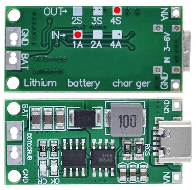 Main image of AJMRTC 2Pcs USB Type-C Step-Up Boost LiPo Charger Module, 2S 3S 4S Lithium Polymer Charging Board, Output 8.4V 12.6V 16.8V, Max 1A for 4S, USB-C Powered Charging Converter for RC, Battery DIY Pack