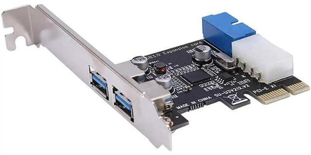 Alt view image 3 of 6 - AJMRTC PCI-E to USB 3.0 Expansion Card Adapter, 2 Port USB3.0 PCIe Riser Card with 3.5 Inch Power Connector, Internal PCI Express USB Controller Card for Desktop PC, Computer Motherboard Expansion
