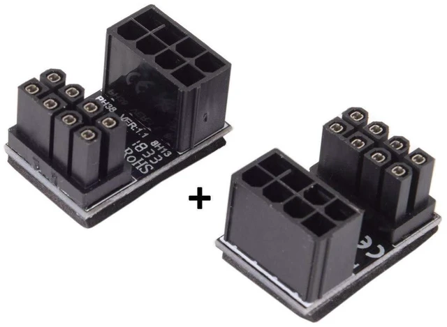 Alt view image 4 of 6 - AJMRTC ATX 8Pin Female to 8Pin Male 180 Degree Angled Power Adapter, GPU Power Connector Converter, Space Saving Angled Extension for Desktop Graphics Card, PCIe 8 Pin Video Card Power Supply