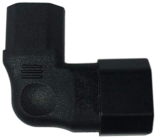 Alt view image 4 of 6 - AJMRTC Left Angle IEC 320 C14 Male to C13 Female Power Adapter, 3 Pin Angled Extension Connector, Space Saving Converter for PDU, PSU, UPS, Server Rack, Desktop PC, Monitor and Network Equipment