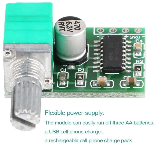 Alt view image 3 of 5 - AJMRTC Mini 3W+3W DC 5V Dual Channel Digital Audio Amplifier Module Board, Portable Power Amp Board, Compact Stereo Amplifier for Speaker, MP3 Player, Raspberry Pi, DIY Audio, Small Sound Box Project
