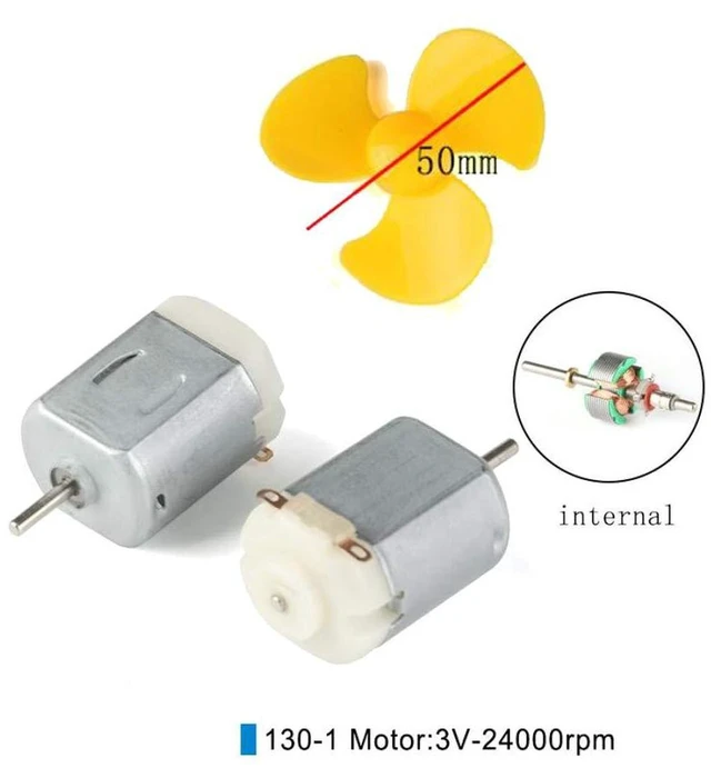 Alt view image 2 of 4 - AJMRTC 10Pcs Micro 130 DC Motors with 50mm 3-Leaf Propeller, Mini High Speed 130 Electric Motor Kit, Small DC Motor for DIY Fan, RC Boat, Toy Car, Robot, Science Experiment, Educational Electronic