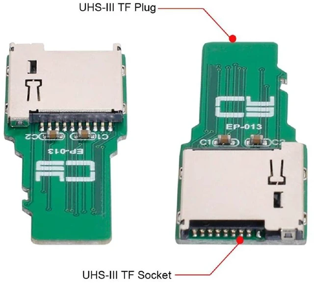 Alt view image 2 of 7 - AJMRTC TF Micro SD Male to TF Micro SD Female PCBA Extension Adapter, UHS-I UHS-II UHS-III High Speed Memory Card Extender, Compatible with SD, SDHC, SDXC, for Raspberry Pi, GPS, SCM, Industrial Equip