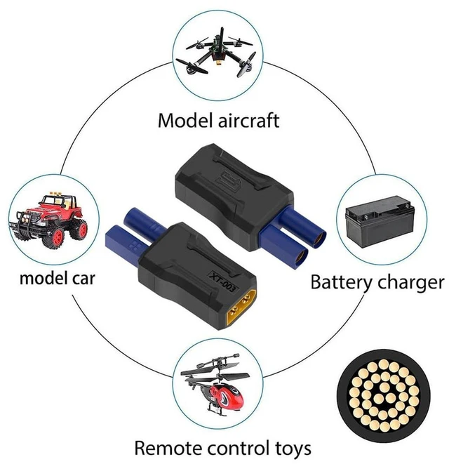 Alt view image 5 of 7 - AJMRTC XT60 Male to EC5 Male Fast Charging Adapter with SC100 Protocol, RC LiPo Battery Connector Converter, High Current Plug Adapter for Quadcopter, Multicopter, Aeromodelling, RC Drone Battery