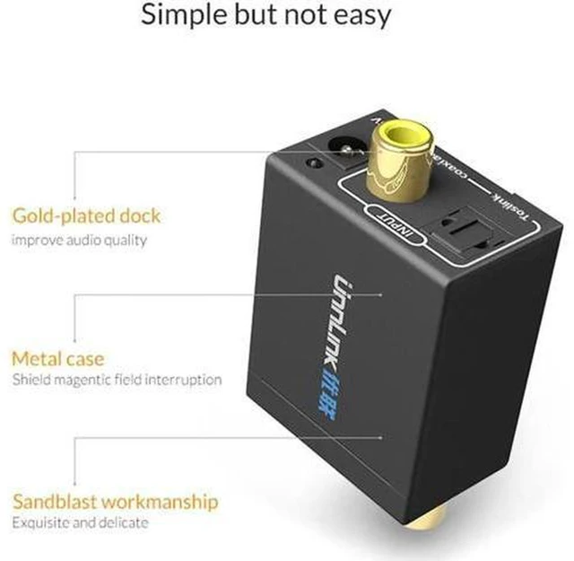 Alt view image 3 of 6 - AJMRTC Digital to Analog Audio DAC Adapter, 192KHz 24Bit SPDIF Optical Toslink Converter, Digital Coaxial to RCA L/R Audio Decoder for TV, Game Console, Soundbar, Amplifier