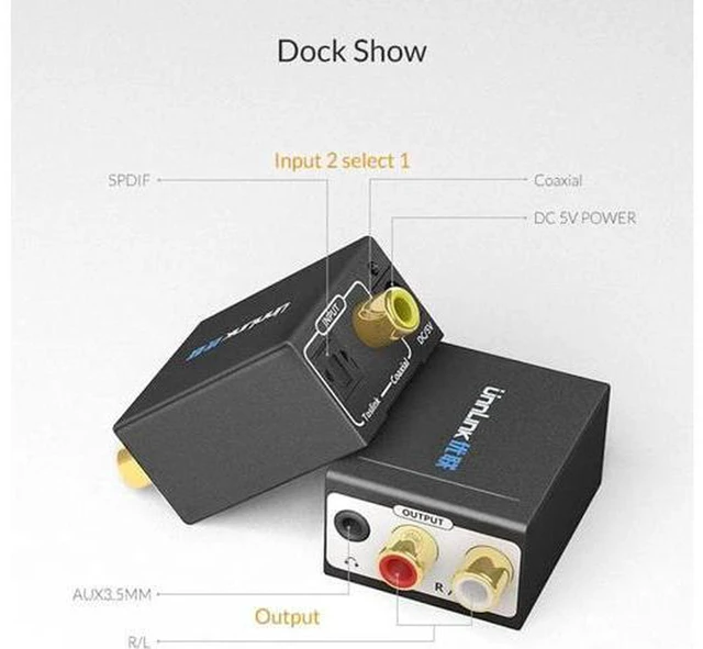 Alt view image 4 of 6 - AJMRTC Digital to Analog Audio DAC Adapter, 192KHz 24Bit SPDIF Optical Toslink Converter, Digital Coaxial to RCA L/R Audio Decoder for TV, Game Console, Soundbar, Amplifier