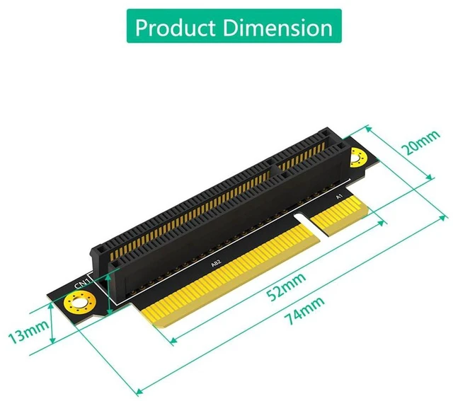 Alt view image 7 of 7 - AJMRTC PCIe 3.0 8X 90 Degree Reverse Riser Card, Male to Female Extension Adapter, 20mm Height for 1U Server, PCI Express Converter for 1U / 2U Rack Server, Industrial PC Expansion