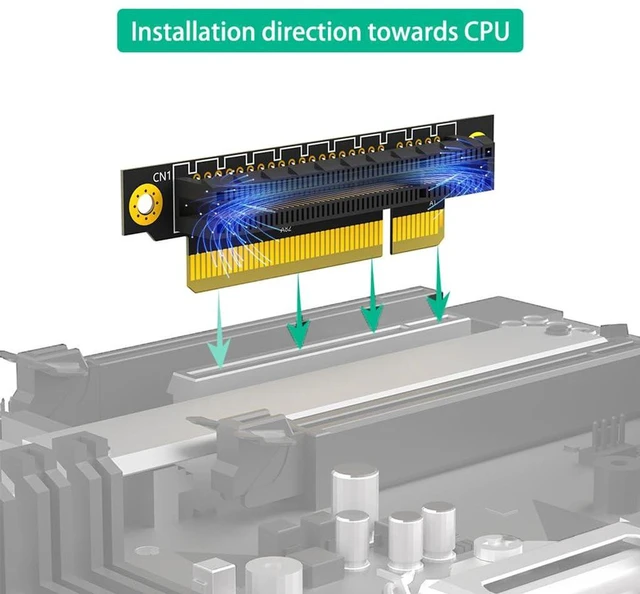 Alt view image 6 of 7 - AJMRTC PCIe 3.0 8X 90 Degree Reverse Riser Card, Male to Female Extension Adapter, 20mm Height for 1U Server, PCI Express Converter for 1U / 2U Rack Server, Industrial PC Expansion