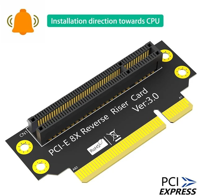 Alt view image 7 of 7 - AJMRTC PCIe 3.0 8X 90 Degree Reverse Riser Card, Male to Female Extension Adapter, 32mm Height for 2U Server, PCI Express Converter for 1U / 2U Rack Server, Industrial PC Expansion