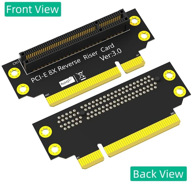 Alt view image 4 of 7 - AJMRTC PCIe 3.0 8X 90 Degree Reverse Riser Card, Male to Female Extension Adapter, 32mm Height for 2U Server, PCI Express Converter for 1U / 2U Rack Server, Industrial PC Expansion