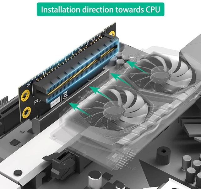 Alt view image 2 of 7 - AJMRTC PCIe 3.0 8X 90 Degree Reverse Riser Card, Male to Female Extension Adapter, 32mm Height for 2U Server, PCI Express Converter for 1U / 2U Rack Server, Industrial PC Expansion