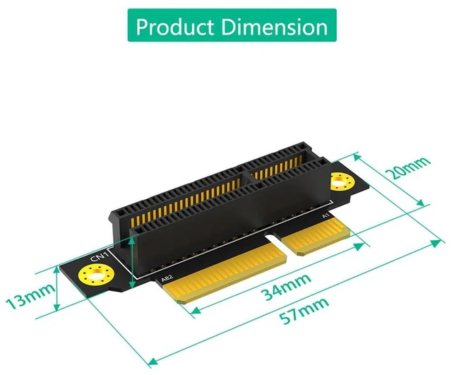 Alt view image 2 of 7 - AJMRTC PCIe 3.0 4X 90 Degree Reverse Riser Card, Male to Female Extension Adapter, 20mm Height for 1U Server, PCI Express Converter for 1U / 2U Rack Server, Industrial PC Expansion