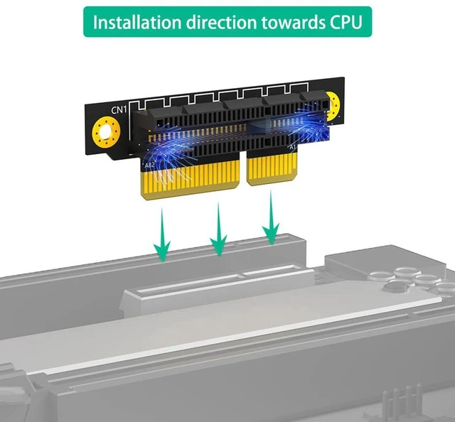 Alt view image 5 of 7 - AJMRTC PCIe 3.0 4X 90 Degree Reverse Riser Card, Male to Female Extension Adapter, 20mm Height for 1U Server, PCI Express Converter for 1U / 2U Rack Server, Industrial PC Expansion