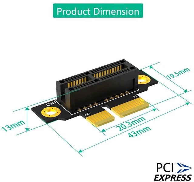 Alt view image 5 of 7 - AJMRTC PCIe 3.0 1X 90 Degree Reverse Riser Card, Male to Female Extension Adapter, 20mm Height for 1U Server, PCI Express Converter for 1U / 2U Rack Server, Industrial PC Expansion