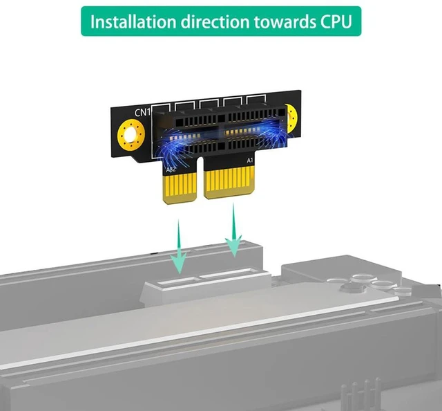 Alt view image 2 of 7 - AJMRTC PCIe 3.0 1X 90 Degree Reverse Riser Card, Male to Female Extension Adapter, 20mm Height for 1U Server, PCI Express Converter for 1U / 2U Rack Server, Industrial PC Expansion