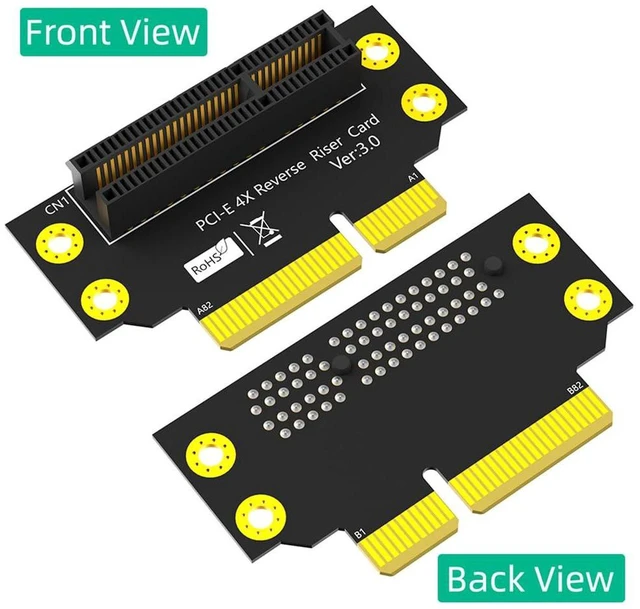 Alt view image 2 of 7 - AJMRTC PCIe 3.0 4X 90 Degree Reverse Riser Card, Male to Female Extension Adapter, 32mm Height for 2U Server, PCI Express Converter for 1U / 2U Rack Server, Industrial PC Expansion