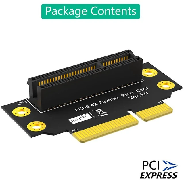 Alt view image 6 of 7 - AJMRTC PCIe 3.0 4X 90 Degree Reverse Riser Card, Male to Female Extension Adapter, 32mm Height for 2U Server, PCI Express Converter for 1U / 2U Rack Server, Industrial PC Expansion