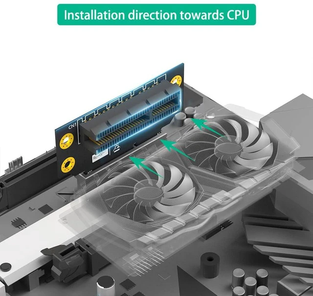 Alt view image 3 of 7 - AJMRTC PCIe 3.0 4X 90 Degree Reverse Riser Card, Male to Female Extension Adapter, 32mm Height for 2U Server, PCI Express Converter for 1U / 2U Rack Server, Industrial PC Expansion
