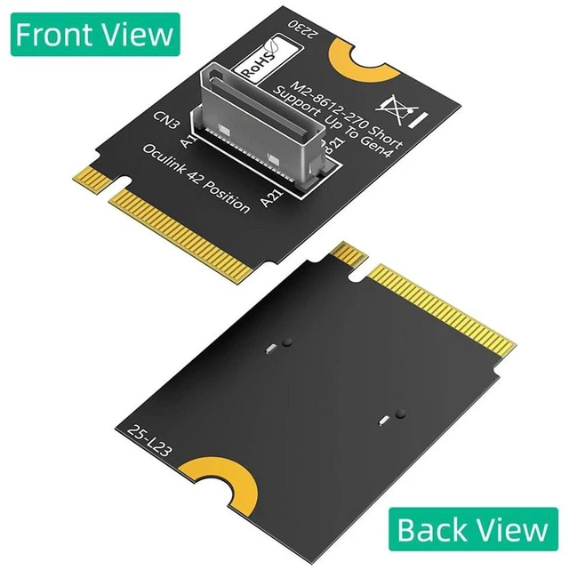 Alt view image 4 of 7 - AJMRTC M.2 Key M PCIe 4.0 x4 to SFF-8611 / SFF-8612 4i Host Adapter, Vertical Short Type A Converter, Supports NVMe SSD and eGPU Expansion for Motherboard, Mini PC