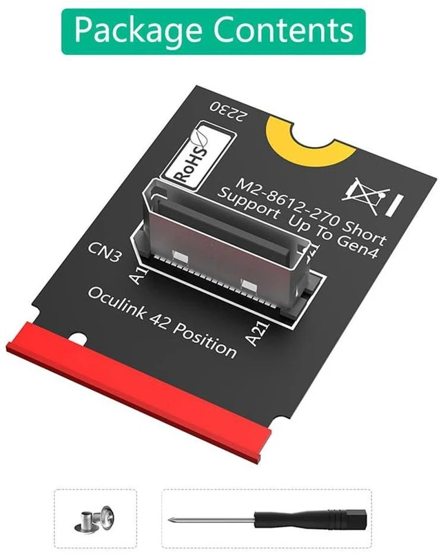 Alt view image 7 of 7 - AJMRTC M.2 Key M PCIe 4.0 x4 to SFF-8611 / SFF-8612 4i Host Adapter, Vertical Short Type A Converter, Supports NVMe SSD and eGPU Expansion for Motherboard, Mini PC