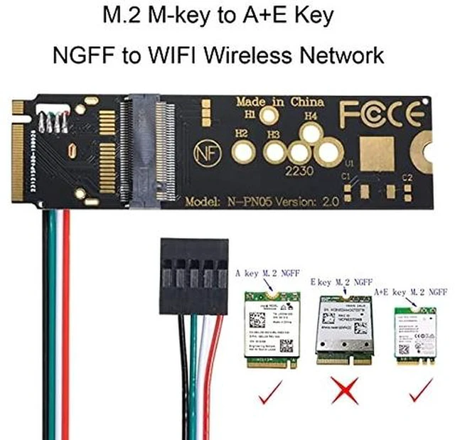 Alt view image 6 of 7 - AJMRTC M.2 NGFF A/E Key WiFi Bluetooth Card to M.2 Key M NVMe SSD Slot Adapter, WiFi 6 Converter for Intel AX200 AX210, Bluetooth 5.1, 2230 Module, Desktop Motherboard Wireless Upgrade