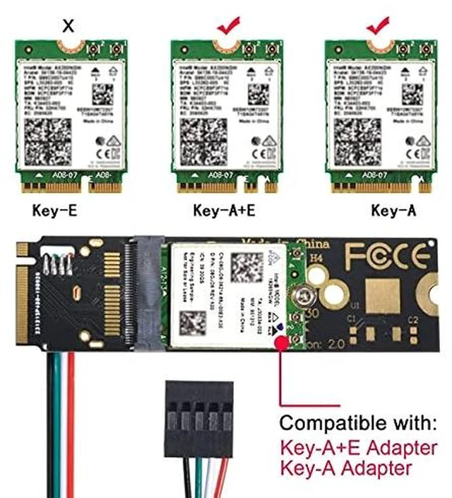 Alt view image 5 of 7 - AJMRTC M.2 NGFF A/E Key WiFi Bluetooth Card to M.2 Key M NVMe SSD Slot Adapter, WiFi 6 Converter for Intel AX200 AX210, Bluetooth 5.1, 2230 Module, Desktop Motherboard Wireless Upgrade