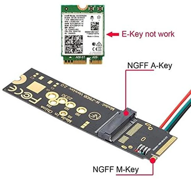 Alt view image 4 of 7 - AJMRTC M.2 NGFF A/E Key WiFi Bluetooth Card to M.2 Key M NVMe SSD Slot Adapter, WiFi 6 Converter for Intel AX200 AX210, Bluetooth 5.1, 2230 Module, Desktop Motherboard Wireless Upgrade