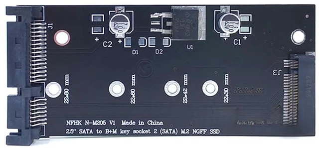Alt view image 4 of 6 - AJMRTC 2.5 Inch M.2 NGFF to SATA3 Adapter Card, B+M Key SATA SSD Converter, 6Gbps SATA III, Supports 2230 2242 2260 2280 M.2 SATA SSD for Laptop Desktop