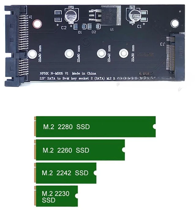 Alt view image 6 of 6 - AJMRTC 2.5 Inch M.2 NGFF to SATA3 Adapter Card, B+M Key SATA SSD Converter, 6Gbps SATA III, Supports 2230 2242 2260 2280 M.2 SATA SSD for Laptop Desktop