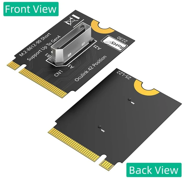 Alt view image 7 of 7 - AJMRTC M.2 Key M PCIe 4.0 x4 to SFF-8611 / SFF-8612 4i Host Adapter, Vertical Short Type B Converter, Supports NVMe SSD and eGPU for Motherboard Mini PC Expansion