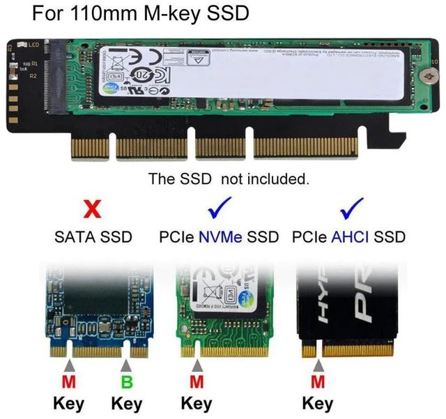 Alt view image 6 of 6 - AJMRTC M.2 M-Key NVMe AHCI SSD to PCIe 3.0 Adapter, PCIe x16 Slot Converter, Supports 80mm 110mm M.2 SSD, for Desktop Motherboard Storage Upgrade