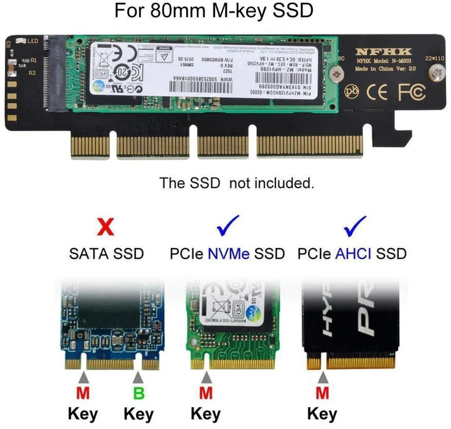 Alt view image 4 of 6 - AJMRTC M.2 M-Key NVMe AHCI SSD to PCIe 3.0 Adapter, PCIe x16 Slot Converter, Supports 80mm 110mm M.2 SSD, for Desktop Motherboard Storage Upgrade
