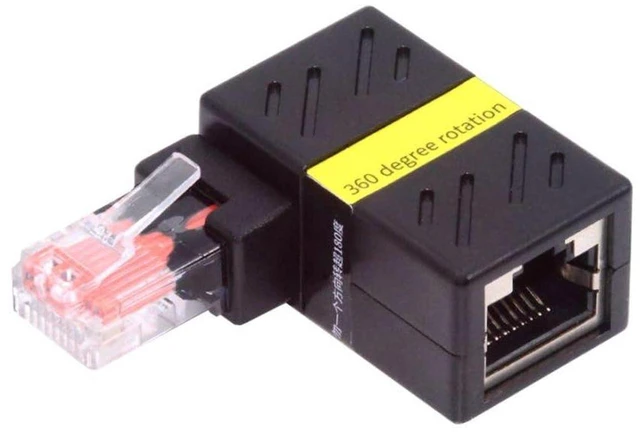 Main image of AJMRTC CAT6 RJ45 90 Degree Rotating Ethernet Adapter, 360° Rotatable LAN Network Cable Extender Connector, Gigabit Extension Coupler for Router, Switch, PC, Wall Port