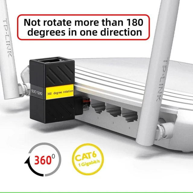 Alt view image 7 of 7 - AJMRTC CAT6 RJ45 90 Degree Rotating Ethernet Adapter, 360° Rotatable LAN Network Cable Extender Connector, Gigabit Extension Coupler for Router, Switch, PC, Wall Port