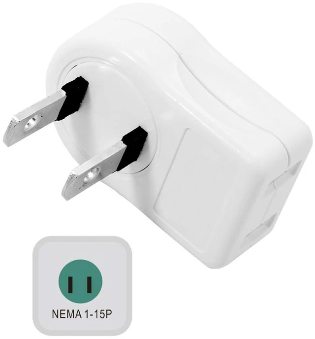 Alt view image 5 of 7 - AJMRTC NEMA 1-15P 2-Prong Power Extension Adapter, 90 Degree Angled Outlet Saver, 1 Input to 2 Outlets, Up / Down Direction, US AC Wall Plug Splitter for Home Office