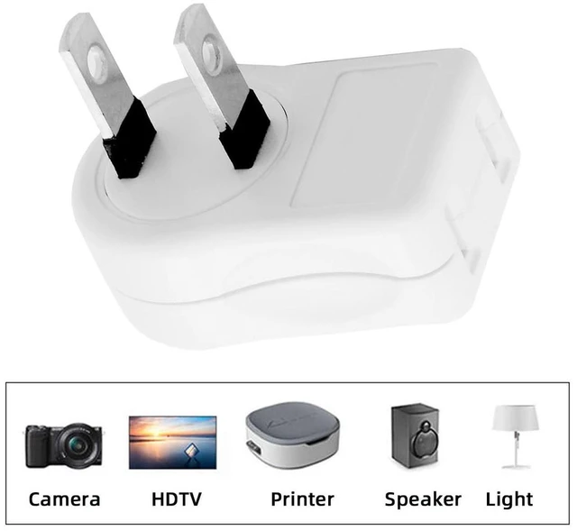 Alt view image 6 of 7 - AJMRTC NEMA 1-15P 2-Prong Power Extension Adapter, 90 Degree Angled Outlet Saver, 1 Input to 2 Outlets, Up / Down Direction, US AC Wall Plug Splitter for Home Office