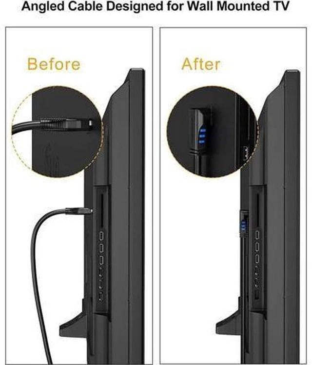 Alt view image 2 of 7 - AJMRTC 3FT 270 Degree Vertical Right Angle HDMI 2.0 Cable, 4K@60Hz UHD High Speed HDMI Cord, 18Gbps HDR ARC HDCP 2.2, Angled HDMI Cable for Wall Mount TV, Monitor, PC, Game Console