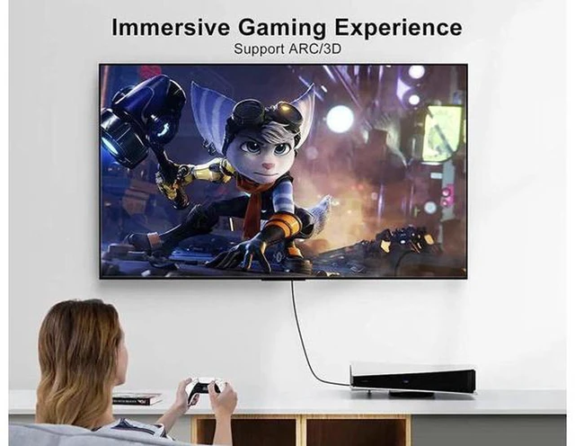 Alt view image 6 of 7 - AJMRTC 3FT 270 Degree Vertical Right Angle HDMI 2.0 Cable, 4K@60Hz UHD High Speed HDMI Cord, 18Gbps HDR ARC HDCP 2.2, Angled HDMI Cable for Wall Mount TV, Monitor, PC, Game Console