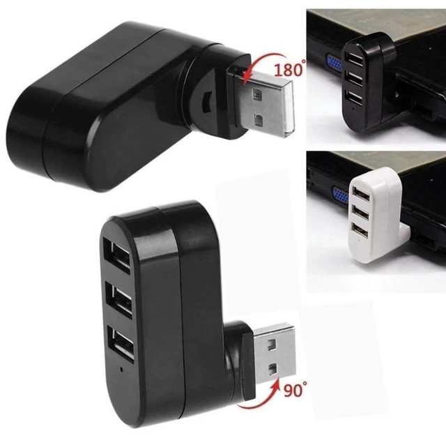 Alt view image 3 of 6 - AJMRTC 3-Port Rotatable USB 2.0 Hub, 90° & 180° Swivel USB Splitter, Portable USB to 3 USB Converter, 480Mbps Multi Port Expander for Laptop, PC, Flash Drive, Mouse Keyboard