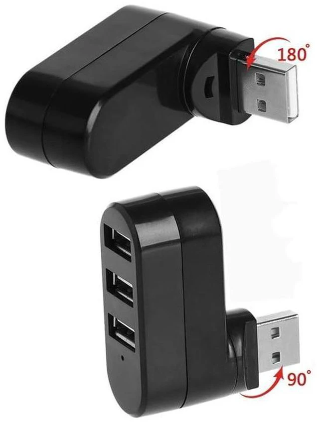 Alt view image 5 of 6 - AJMRTC 3-Port Rotatable USB 2.0 Hub, 90° & 180° Swivel USB Splitter, Portable USB to 3 USB Converter, 480Mbps Multi Port Expander for Laptop, PC, Flash Drive, Mouse Keyboard