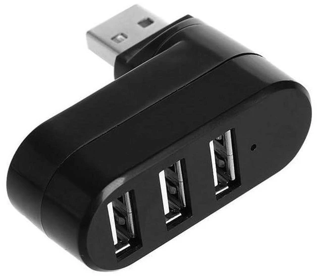 Alt view image 6 of 6 - AJMRTC 3-Port Rotatable USB 2.0 Hub, 90° & 180° Swivel USB Splitter, Portable USB to 3 USB Converter, 480Mbps Multi Port Expander for Laptop, PC, Flash Drive, Mouse Keyboard