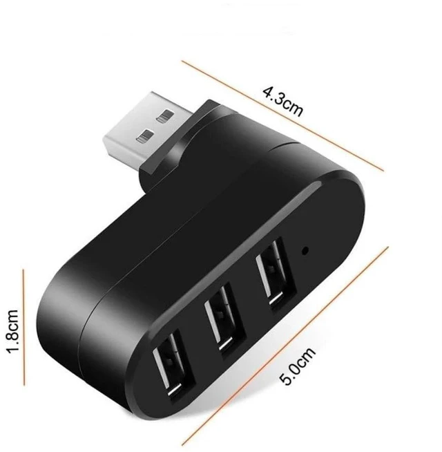 Alt view image 2 of 6 - AJMRTC 3-Port Rotatable USB 2.0 Hub, 90° & 180° Swivel USB Splitter, Portable USB to 3 USB Converter, 480Mbps Multi Port Expander for Laptop, PC, Flash Drive, Mouse Keyboard