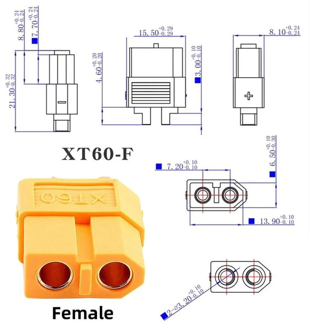 Alt view image 3 of 7 - AJMRTC Horizontal Angled XT60 Male to XT60 Female Fast Charging Adapter, SC100 Protocol Connector, Low Profile Right Angle Plug for RC Lipo Battery, Quadcopter, Multicopter, FPV Aeromodelling