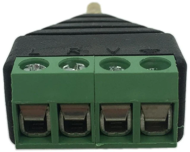 Alt view image 6 of 7 - AJMRTC 3.5mm 4 Pole TRRS Male to 4 Screw Terminal Female Adapter, Stereo Audio Video Breakout Connector for Microphone Headphone CCTV Intercom Wiring